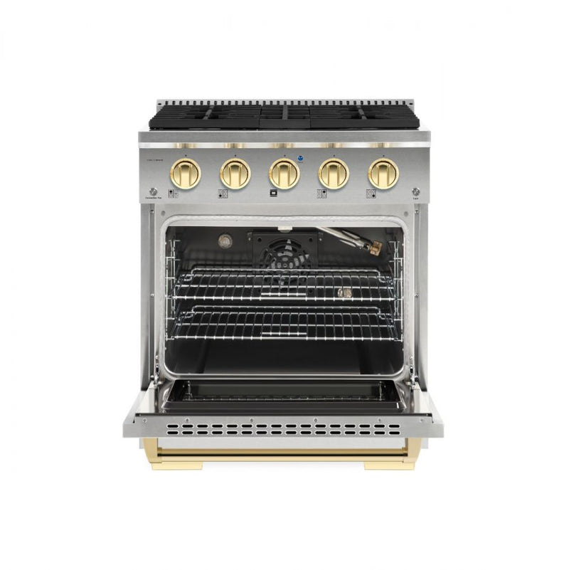 Hallman Bold Series 30" Gas Freestanding Range with Brass Trim