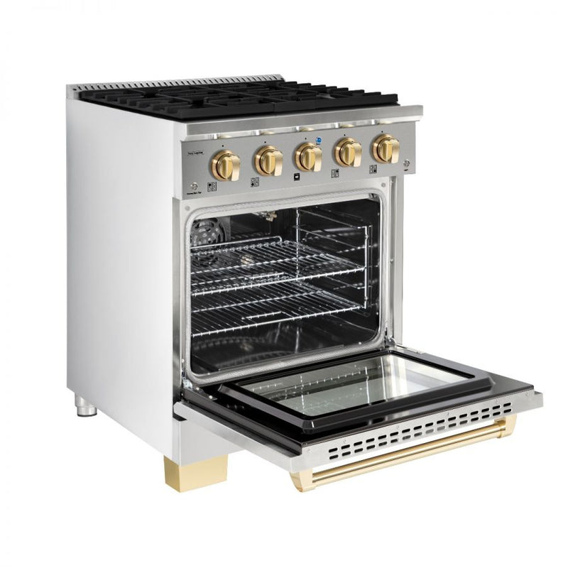 Hallman Bold Series 30" Gas Freestanding Range with Brass Trim