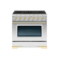 Hallman Classico Series 36" Dual Fuel Freestanding Range With Bronze Trim