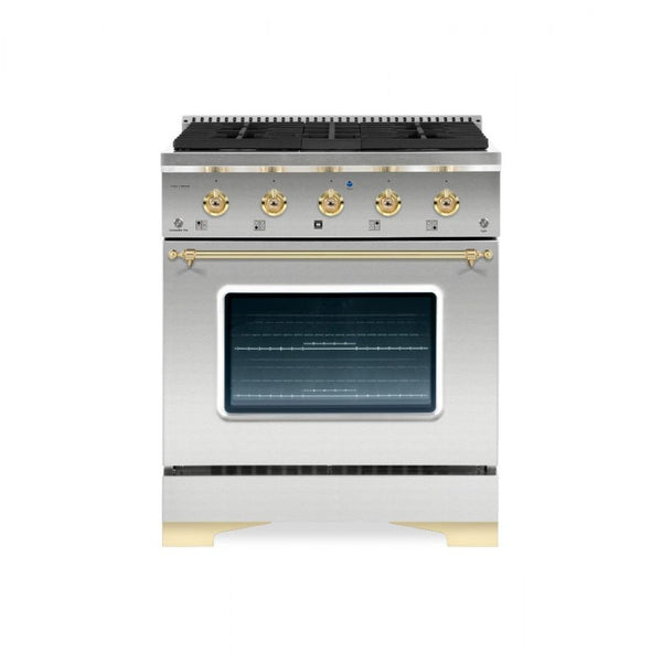 Hallman Classico Series 30" Gas Freestanding Range with Brass Trim