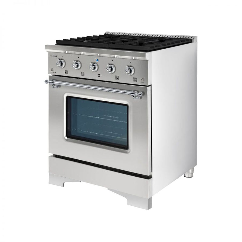 Hallman Classico Series 30" Gas Freestanding Range with Chrome Trim