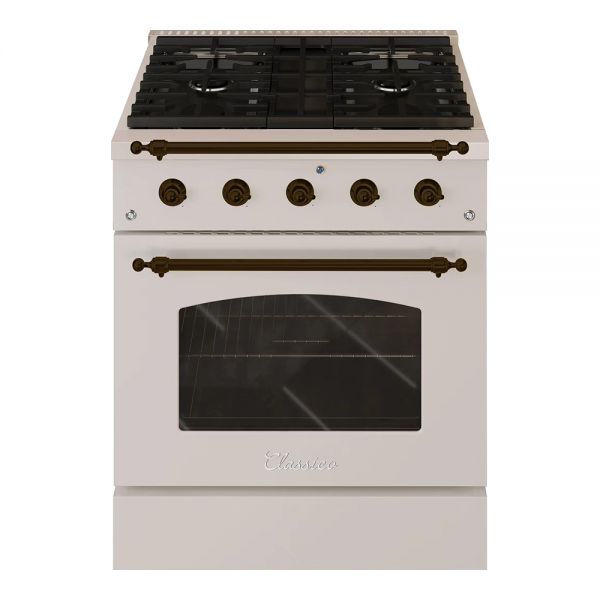 Hallman Classico Series 30" Dual Fuel Freestanding Range With Bronze Trim