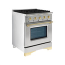 Hallman Classico Series 30" Dual Fuel Freestanding Range with Brass Trim