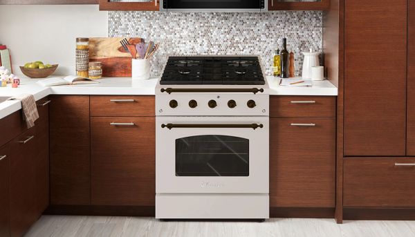 Hallman Classico Series 30" Dual Fuel Freestanding Range With Bronze Trim