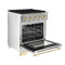 Hallman Classico Series 30" Dual Fuel Freestanding Range with Brass Trim