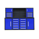 Chery Industrial 7 ft Garage Workbench Cabinet (18 Drawers & 4 Cabinets & Pegboard)