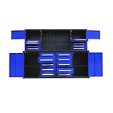 Chery Industrial 7 ft Garage Workbench Cabinet (18 Drawers & 4 Cabinets & Pegboard)