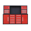 Chery Industrial 7 ft Garage Workbench Cabinet (18 Drawers & 4 Cabinets & Pegboard)