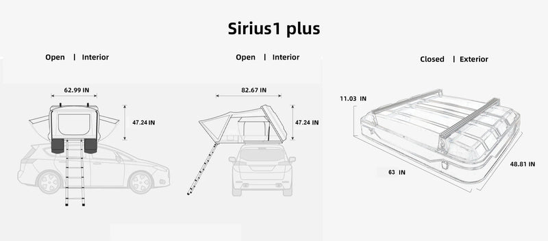Naturnest  Sirius 1 Plus XXL Clamshell Rooftop Tent