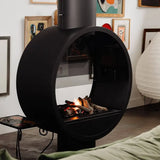 HearthArtSinn Ash 1 Artistic Ring Hanging Wood Burning Fireplace