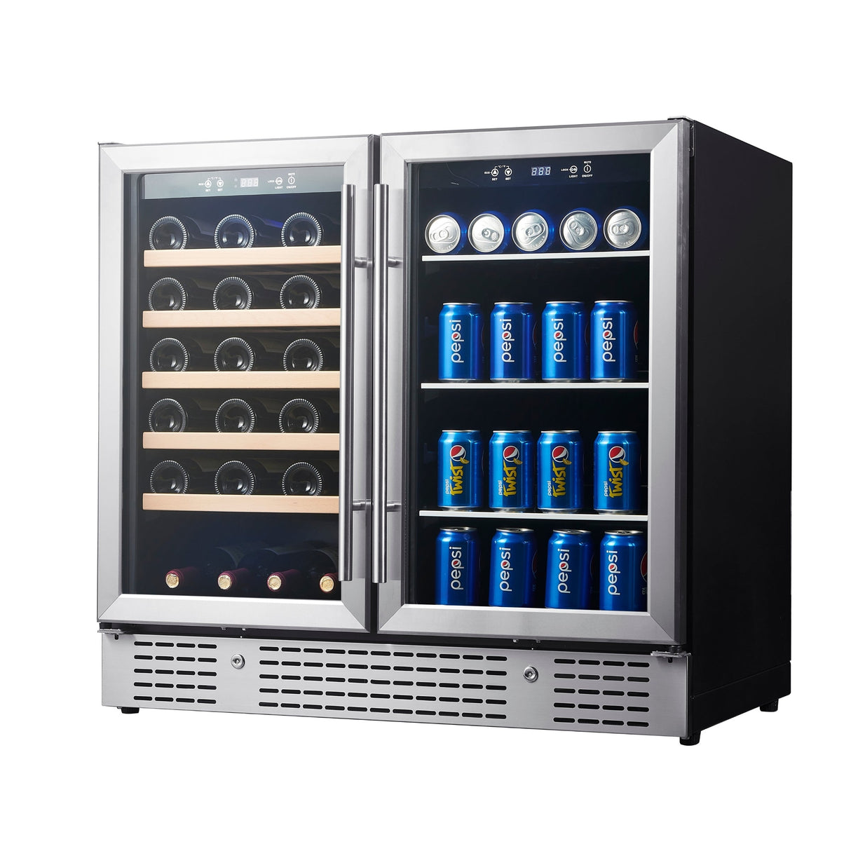KingsBottle 36-inch Beer and Wine Cooler Combination with Low-E Glass Door