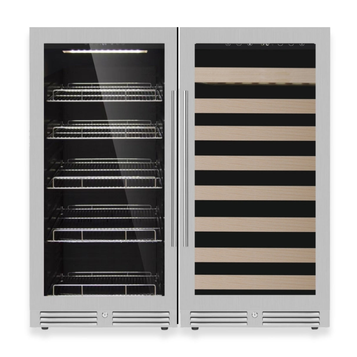 KingsBottle 47" High Upright Wine & Beverage Refrigerator Combo with Low-E Glass Door