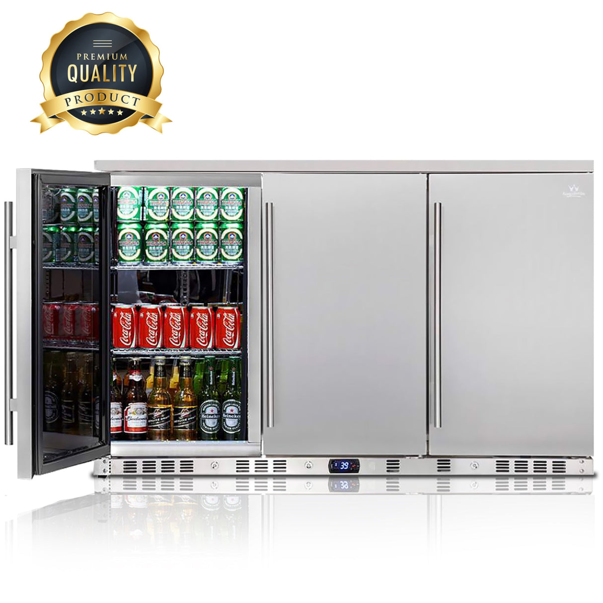 KingsBottle 53 Inch Solid 3-Door Outdoor Beverage Drinks Cooler