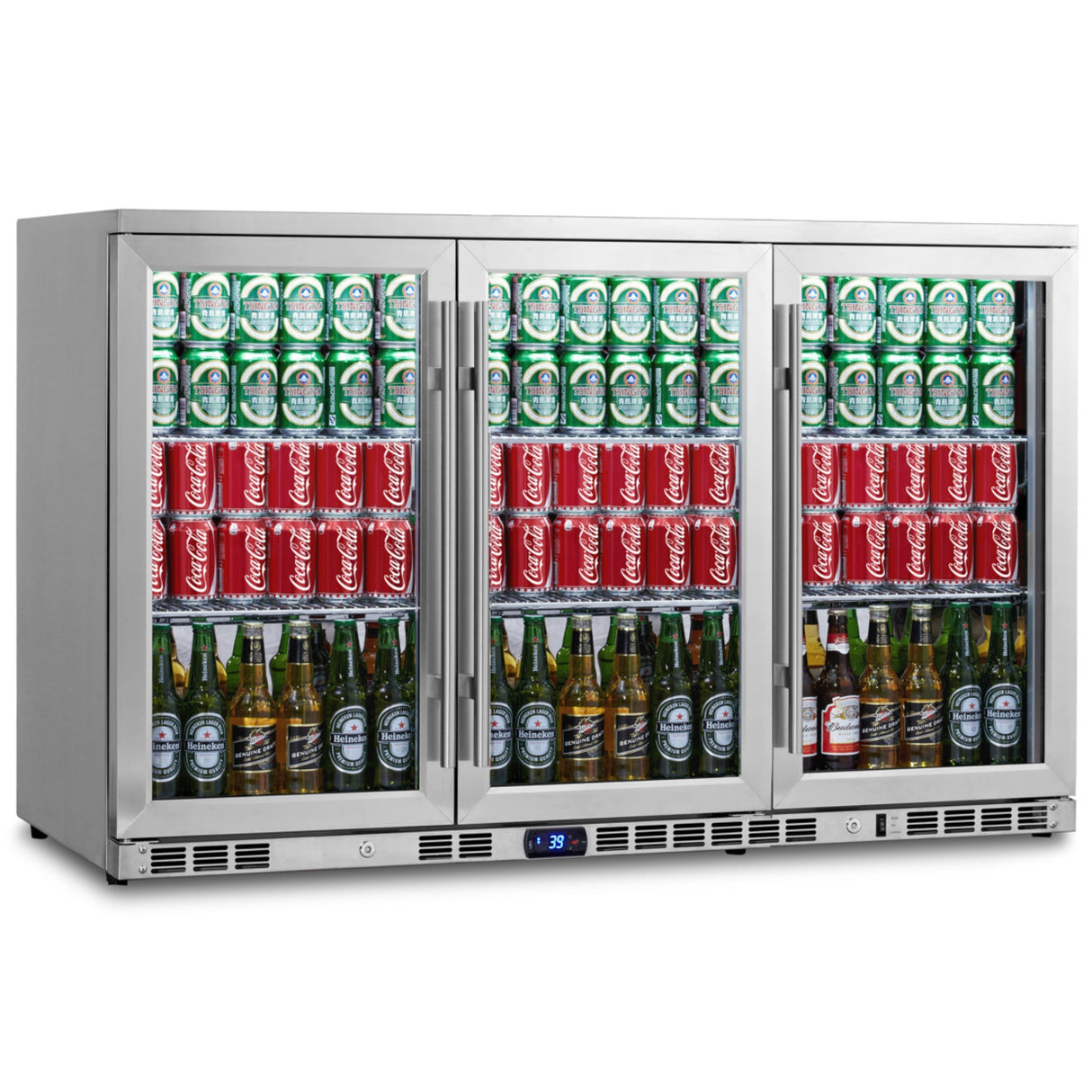 KingsBottle 53 Inch Heating Glass 3 Door Large Beverage Refrigerator