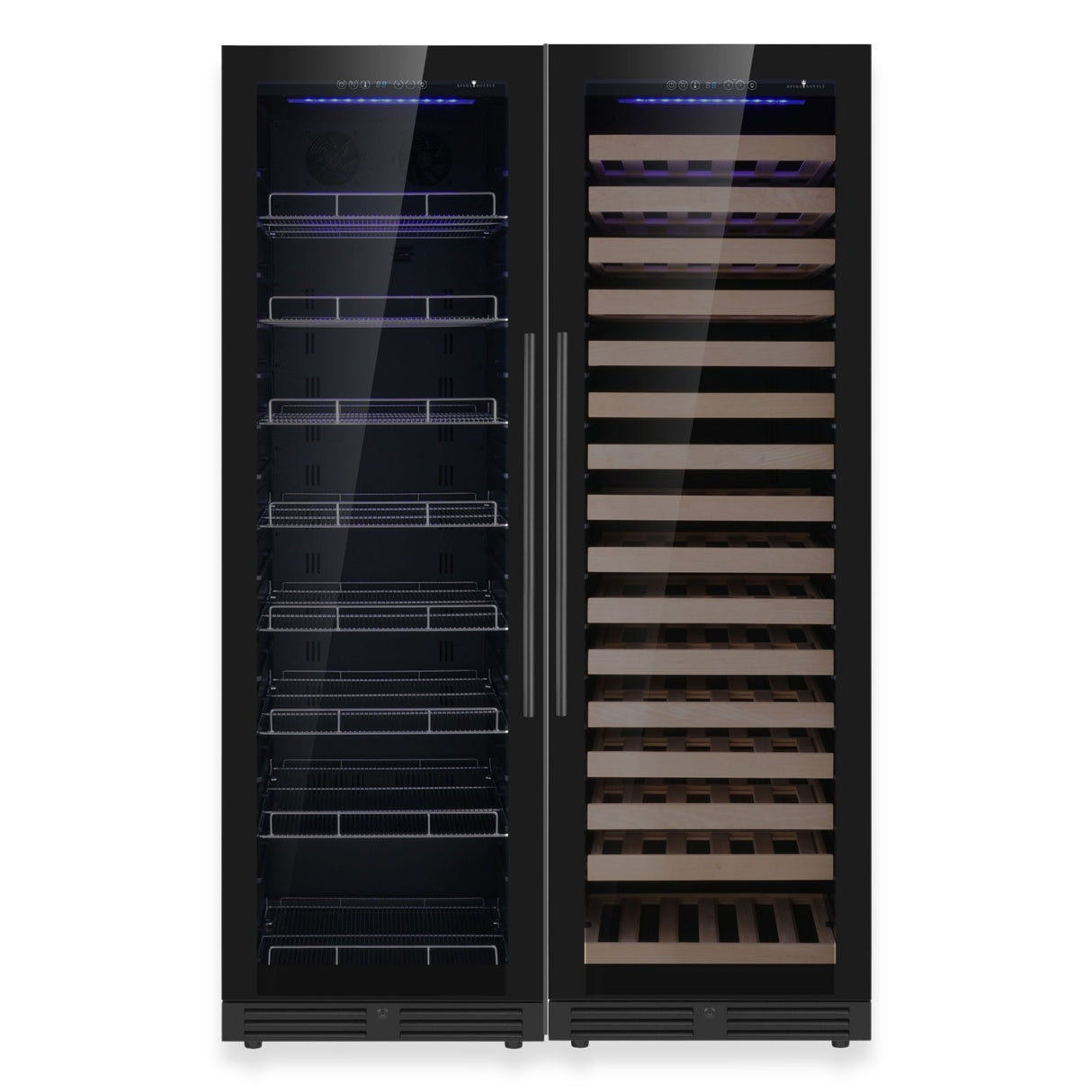 KingsBottle Ultimate Wine & Beverage Upright Refrigerator Combo with Low-E Glass Door