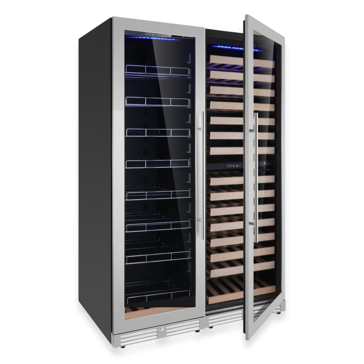 KingsBottle Upright Wine & Beverage Cooler Combo With Triple Temp. Zones