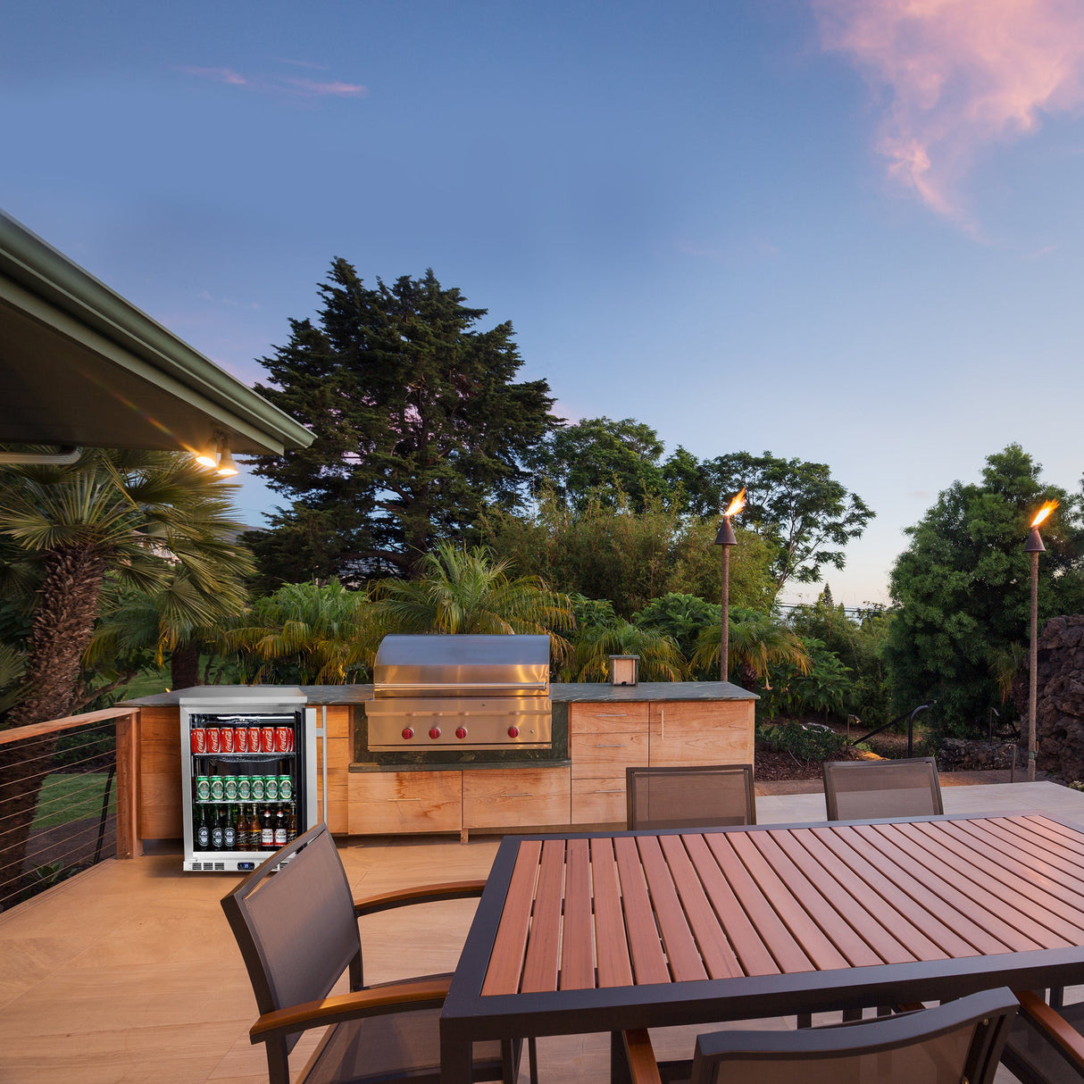 KingsBottle 24-Inch Outdoor Beverage Refrigerator with Solid Stainless Steel Door