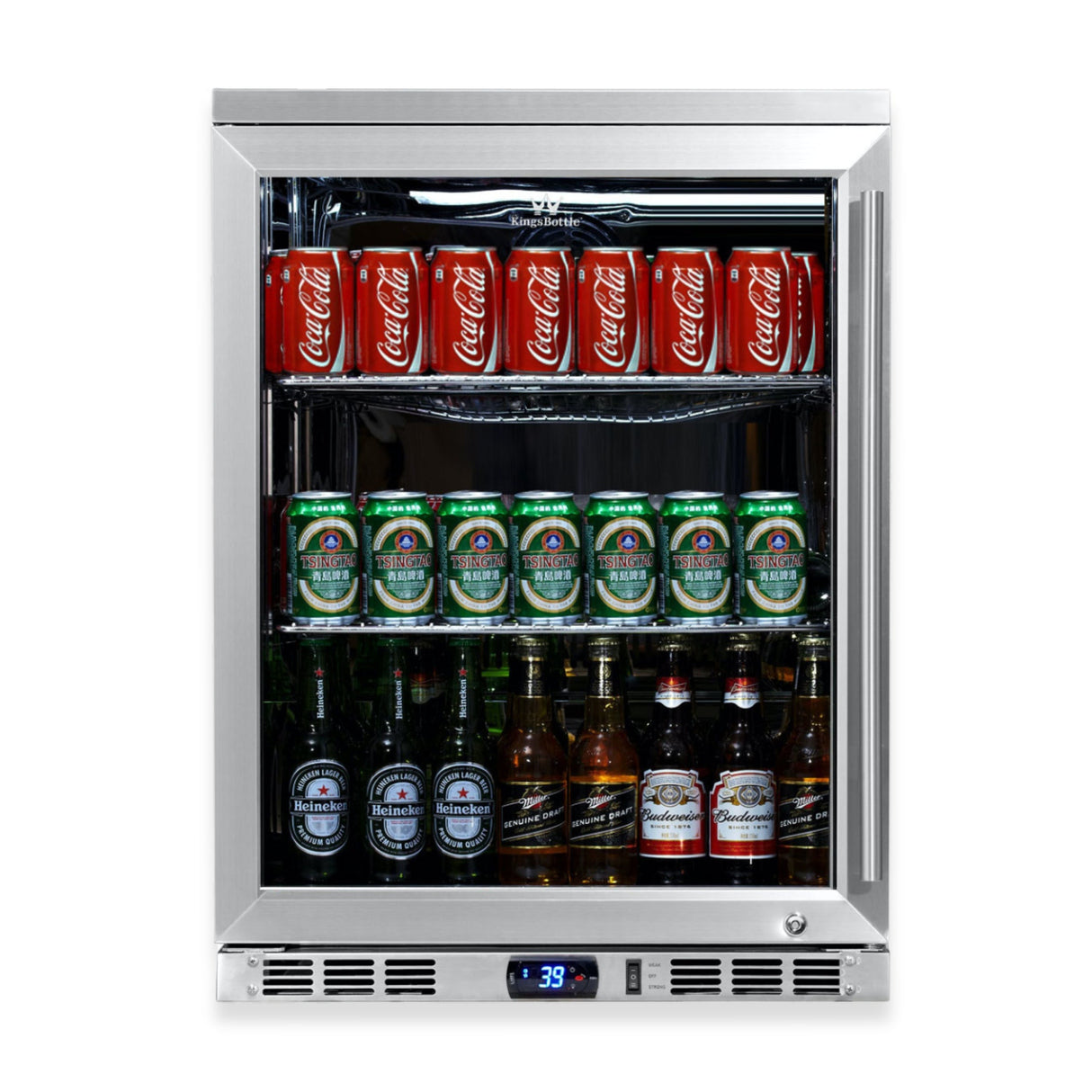 KingsBottle 24 Inch Undercounter Beverage Cooler with Heating Glass Door
