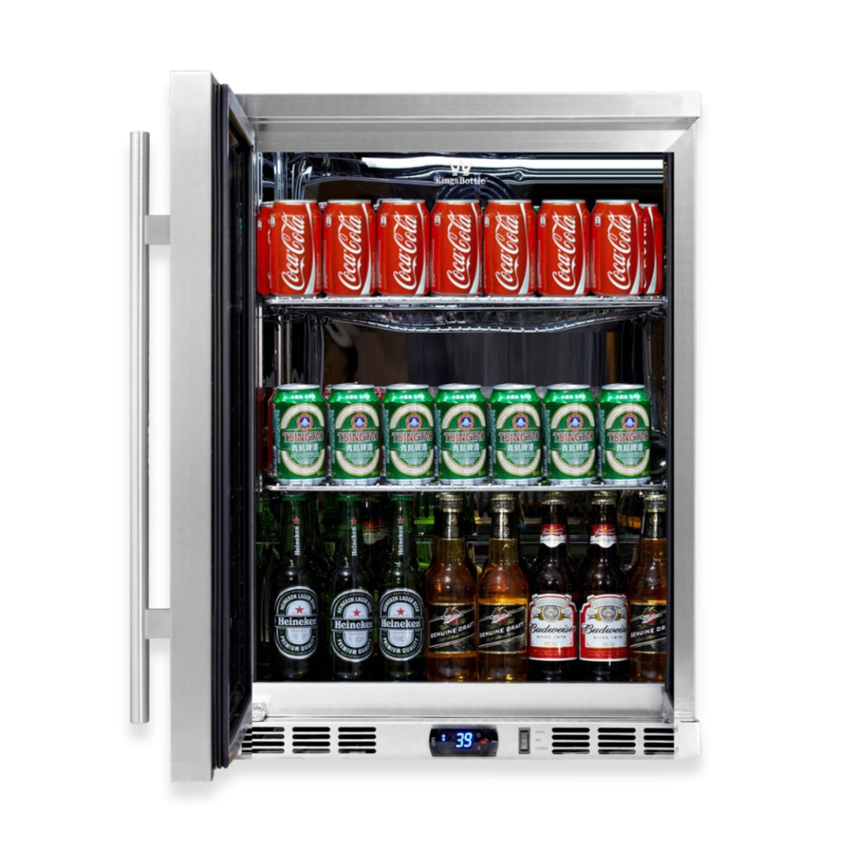 KingsBottle 24 Inch Undercounter Beverage Cooler with Heating Glass Door