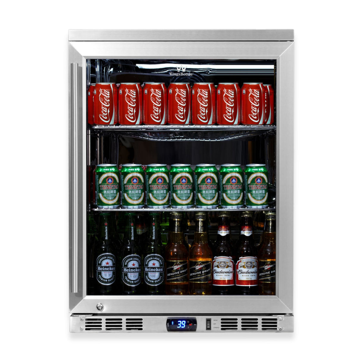 KingsBottle 24 Inch Undercounter Beverage Cooler with Heating Glass Door