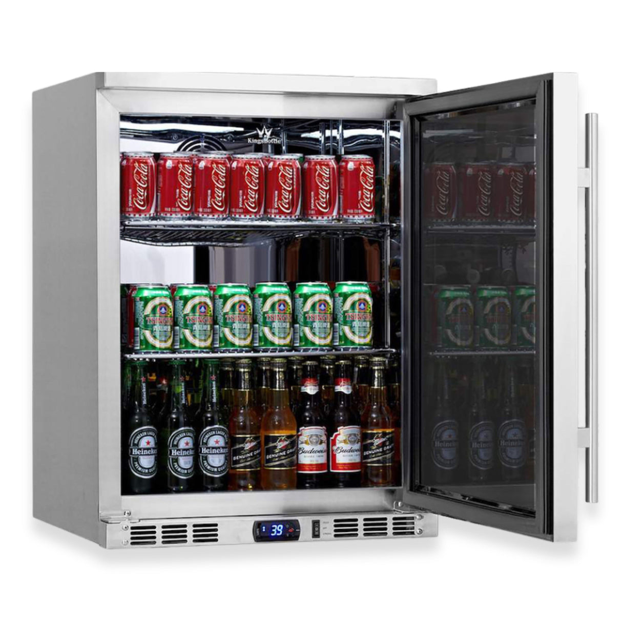 KingsBottle 24 Inch Undercounter Beverage Cooler with Heating Glass Door