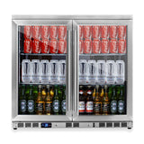 KingsBottle 36-Inch Heating Glass Dual Door Built In Beverage Fridge