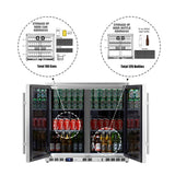 KingsBottle 36-Inch Heating Glass Dual Door Built In Beverage Fridge