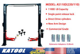 Katool Two Post Asymmetrical Vehicle Lift 11000lbs Single Point Lock Release KT-AS110D