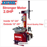 A Red Katool Wheel Clamp Tire Changer Machine KT-T800, 2.0HP motor, good quality filter, 14-24" inside clamp