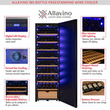 Allavino 76.5" Tall Side-by-Side Wine Vault with Solid Black Doors Dual Zone Wine Refrigerator