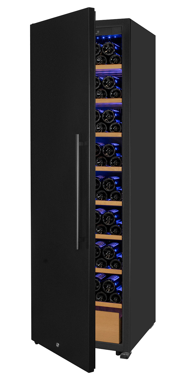 Allavino 76.5″ Tall Single Zone Wine Vault Solid Black Left Hinge Door Wine Refrigerator