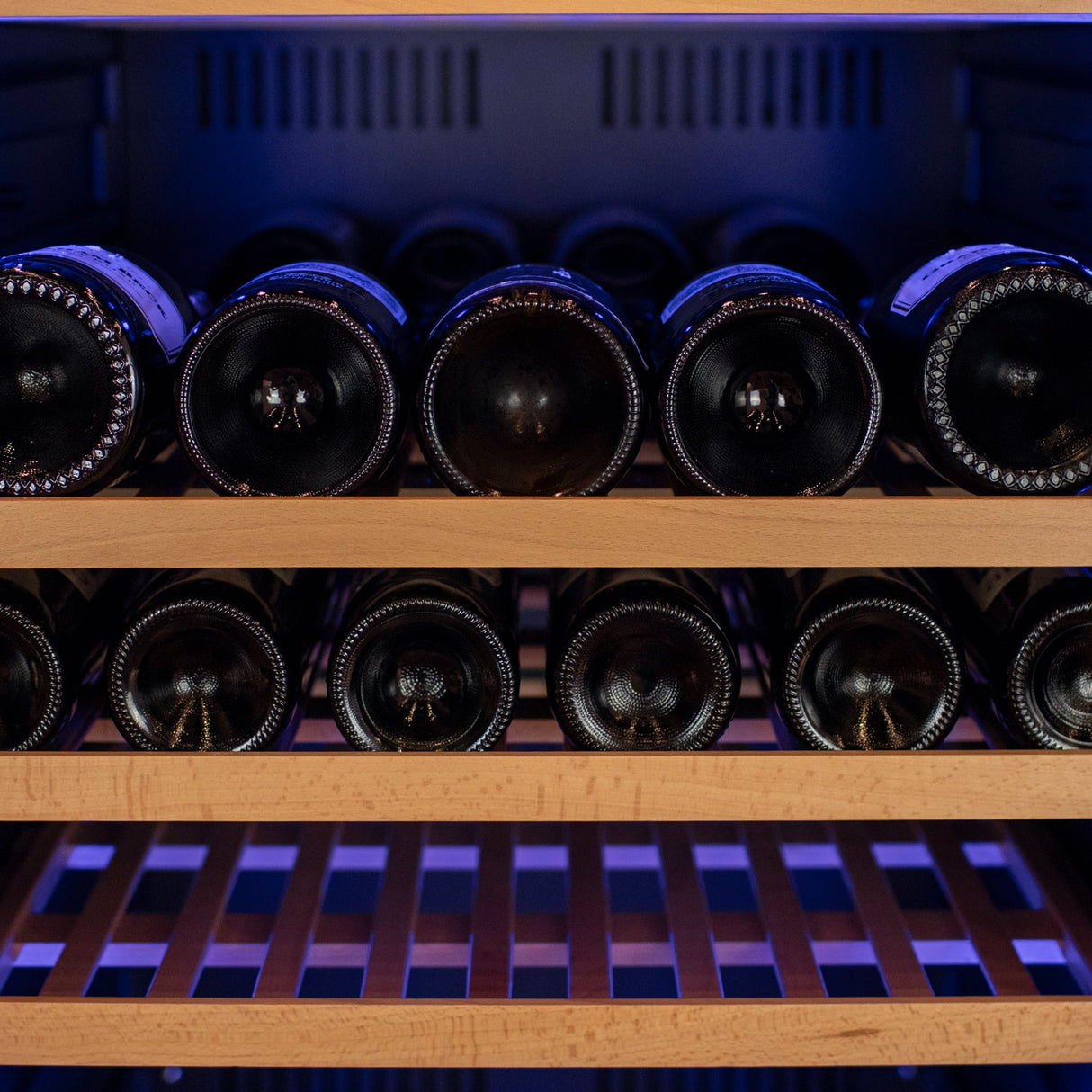 Allavino 76.5" Tall Side-by-Side Wine Vault with Solid Black Doors Dual Zone Wine Refrigerator
