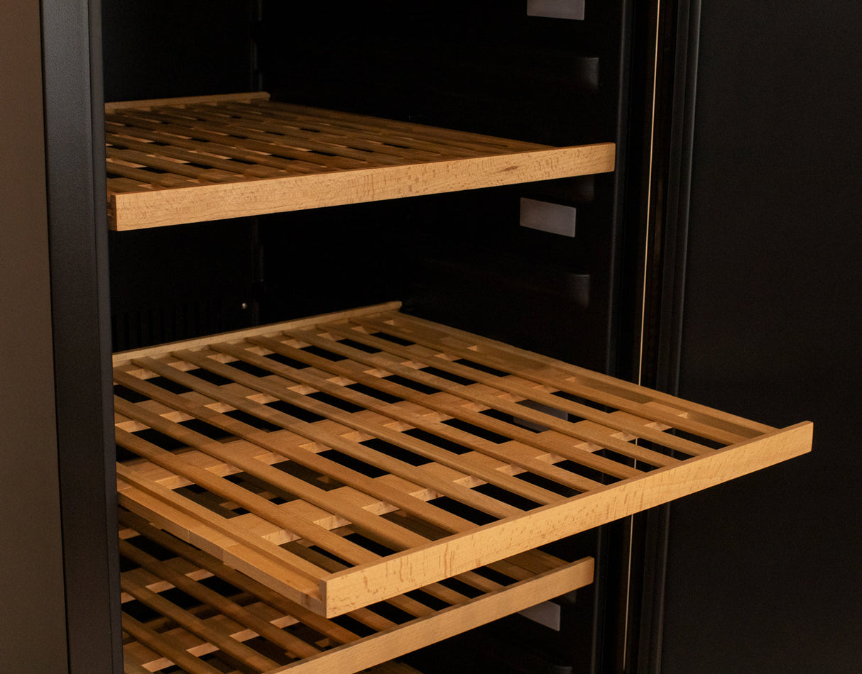 Allavino 76.5" Tall Side-by-Side Wine Vault with Solid Black Doors Dual Zone Wine Refrigerator
