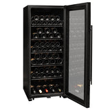 Allavino Contemporary 102 Bottle Single Zone Freestanding Wine Refrigerator with Black Glass Door KWR102S-1BGR