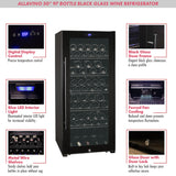 Allavino Contemporary 102 Bottle Single Zone Freestanding Wine Refrigerator with Black Glass Door KWR102S-1BGR