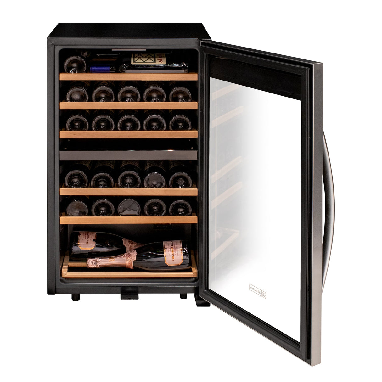 Allavino Cascina Series 28 Bottle Dual Zone Freestanding Wine Cooler Refrigerator with Stainless Steel Door Right Hinge KWR28D‑2SR