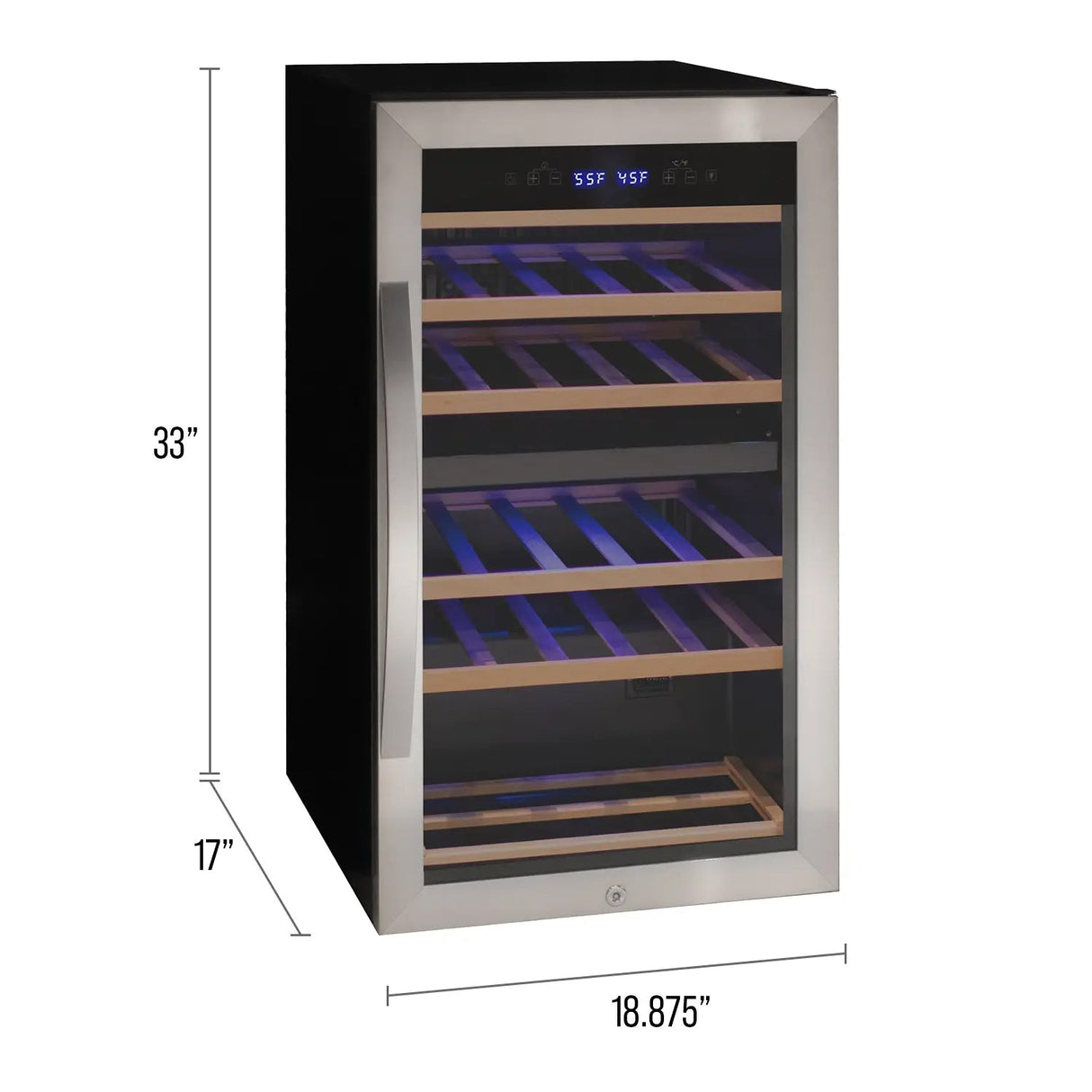 Allavino Cascina Series 28 Bottle Dual Zone Freestanding Wine Cooler Refrigerator with Stainless Steel Door Right Hinge KWR28D‑2SR