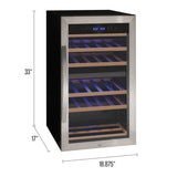 Allavino Cascina Series 28 Bottle Dual Zone Freestanding Wine Cooler Refrigerator with Stainless Steel Door Right Hinge KWR28D‑2SR