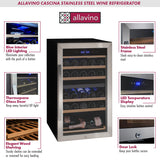 Allavino Cascina Series 28 Bottle Dual Zone Freestanding Wine Cooler Refrigerator with Stainless Steel Door Right Hinge KWR28D‑2SR