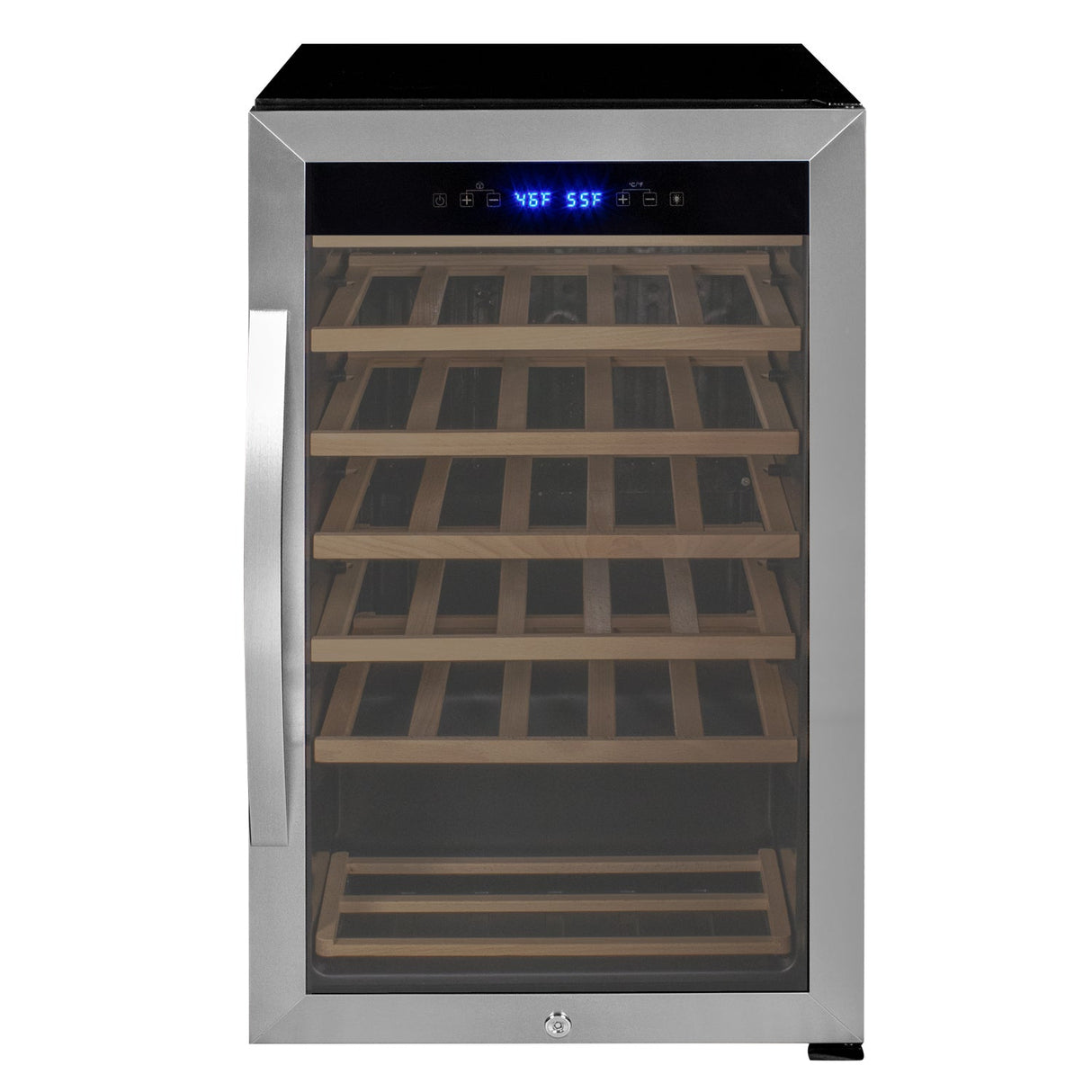Allavino Cascina Series 33 Bottle Single Zone Freestanding Wine Refrigerator Cooler with Stainless Steel Door Right Hinge KWR33S-1SR