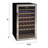 Allavino Cascina Series 33 Bottle Single Zone Freestanding Wine Refrigerator Cooler with Stainless Steel Door Right Hinge KWR33S-1SR