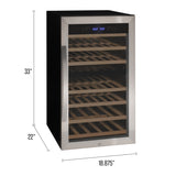 Allavino Cascina Series 43 Bottle Dual Zone Freestanding Wine Refrigerator Cooler with Stainless Steel Door Right Hinge KWR43D-2SR