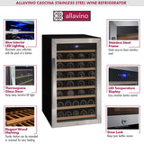 Allavino Cascina Series 50 Bottle Single Zone Freestanding Wine Cooler Refrigerator with Stainless Steel Door Right Hinge KWR50S-1SR