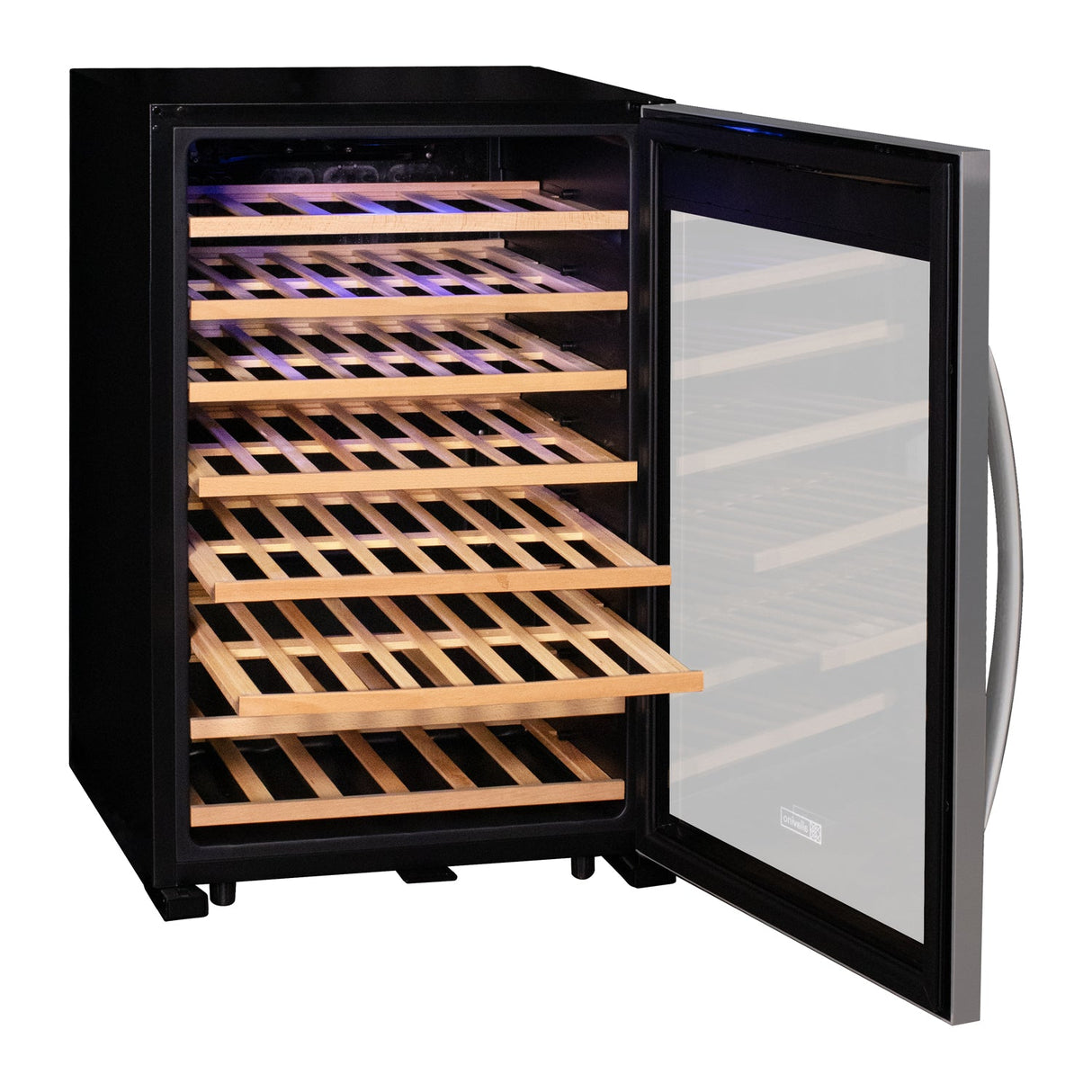 Allavino Contemporary 102 Bottle Single Zone Freestanding Wine Refrigerator with Black Glass Door KWR102S-1BGR