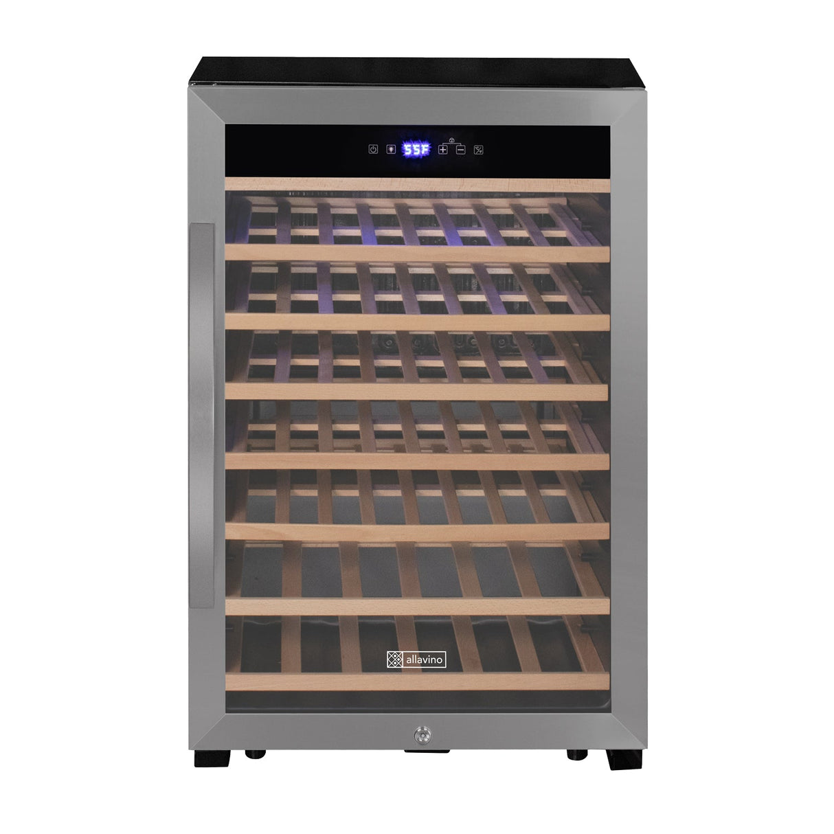 Allavino Contemporary 102 Bottle Single Zone Freestanding Wine Refrigerator with Black Glass Door KWR102S-1BGR