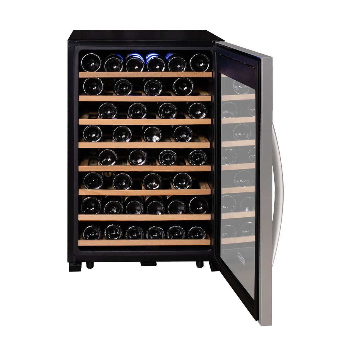 Allavino Contemporary 102 Bottle Single Zone Freestanding Wine Refrigerator with Black Glass Door KWR102S-1BGR