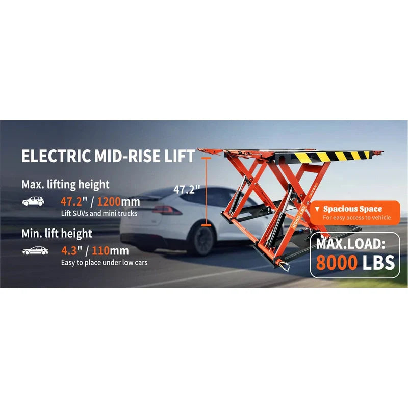 Katool 8,000 lbs Electric Mid Rise Scissor Lift KT‑X90E
