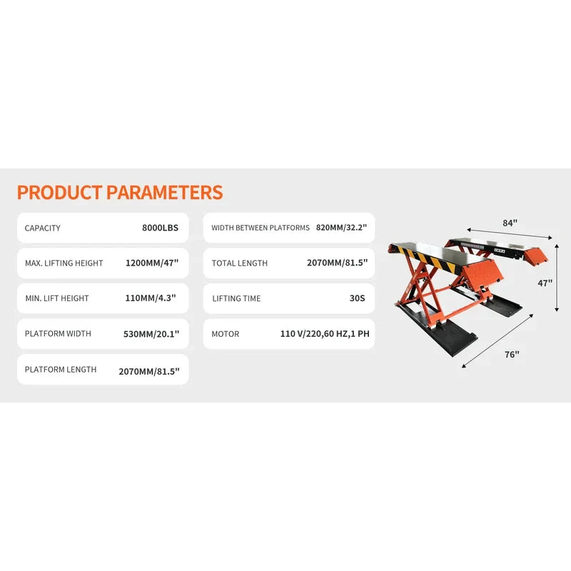Katool 8,000 lbs Electric Mid Rise Scissor Lift KT‑X90E