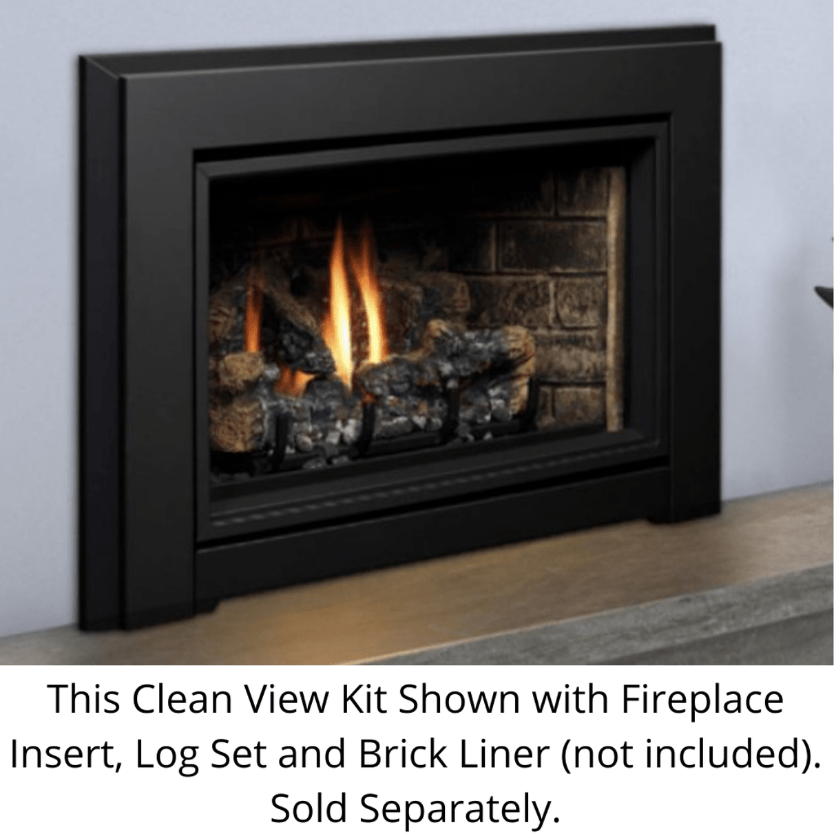 Kingsman I34CV6BL 38" x 27" Black Clean View Kit With Safety Screen and Backer Surround for IDV34 Fireplace Insert