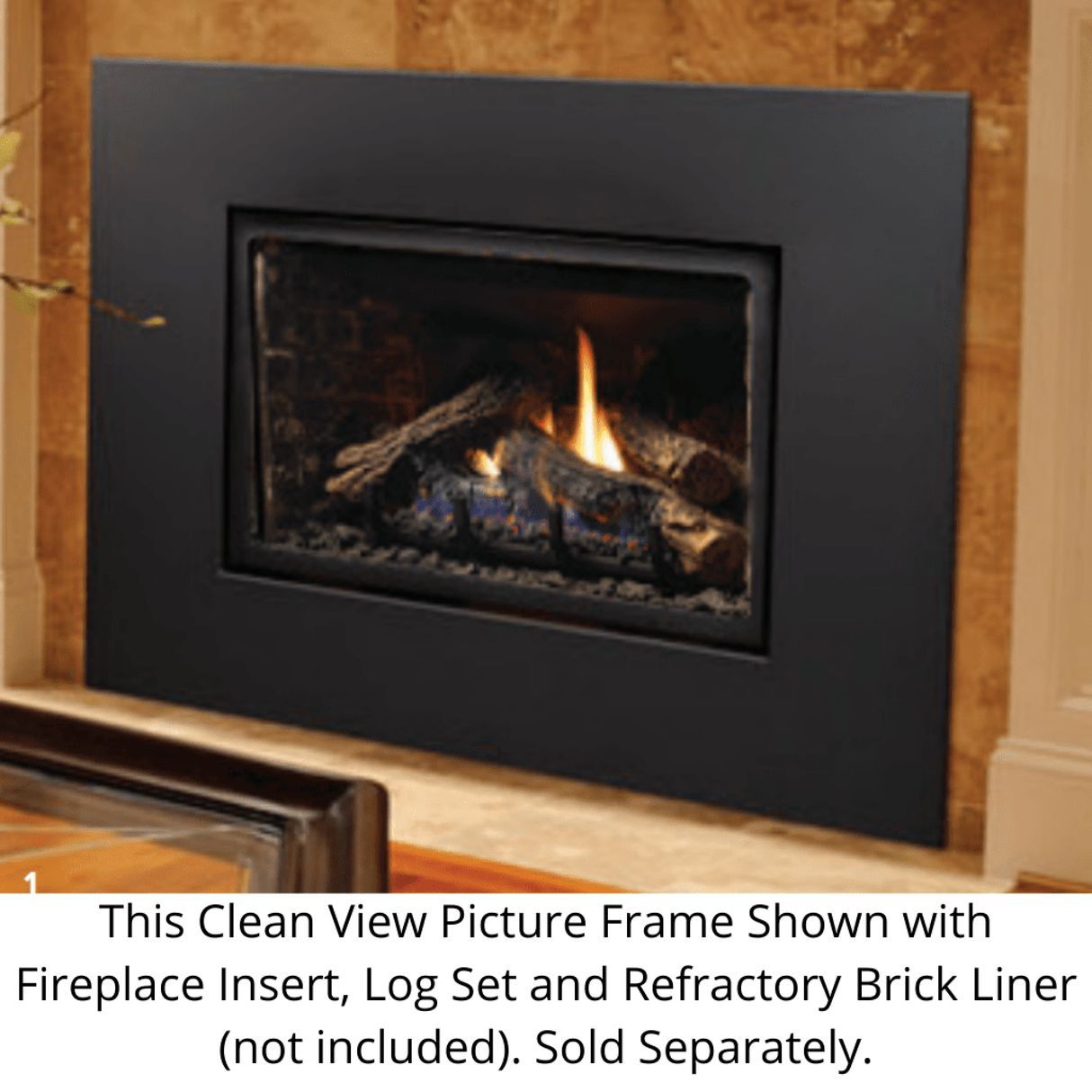 Kingsman I26CVPF2BL 45" x 33" Black Clean View Wide Picture Frame Front for IDV26 Fireplace Insert